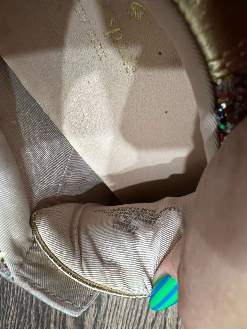 Kate Spade Glitter Multi-Color Low Top Sneakers with Gold Heel